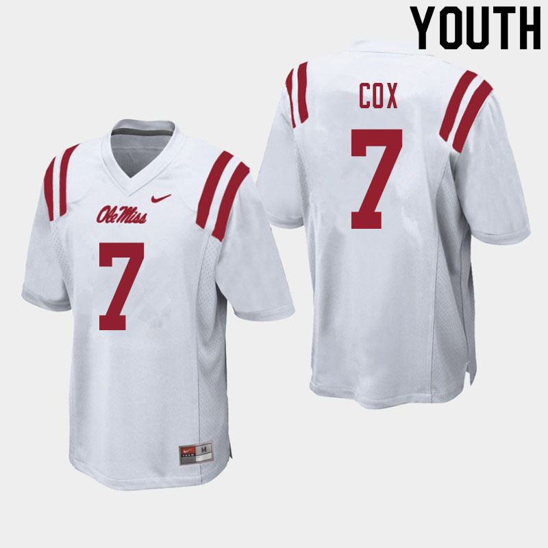 LeDarrius Cox Ole Miss Rebels NCAA Youth White #7 Stitched Limited College Football Jersey QWG4158VW